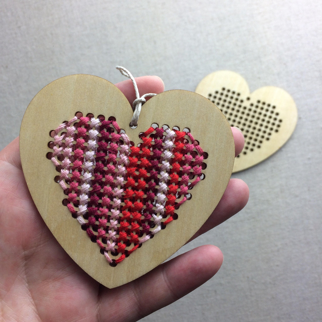 Wooden Heart Cross Stitch Blanks - StitchKits Crafts