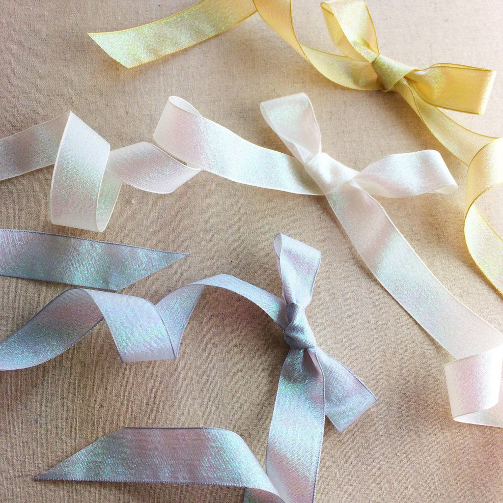 Iridescent Ribbon Collection. 25 mm Sparkly craft Ribbon. Wedding Ribbon. Party Ribbon. Gold Iridescent Ribbon, Silver Iridescent Ribbon - StitchKits Crafts