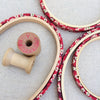 Red 'Mitsi D' Liberty Fabric Tana Lawn covered Embroidery Hoops - StitchKits Crafts