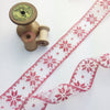 Sheer Red Scandinavian Snowflake Ribbon. - StitchKits Crafts