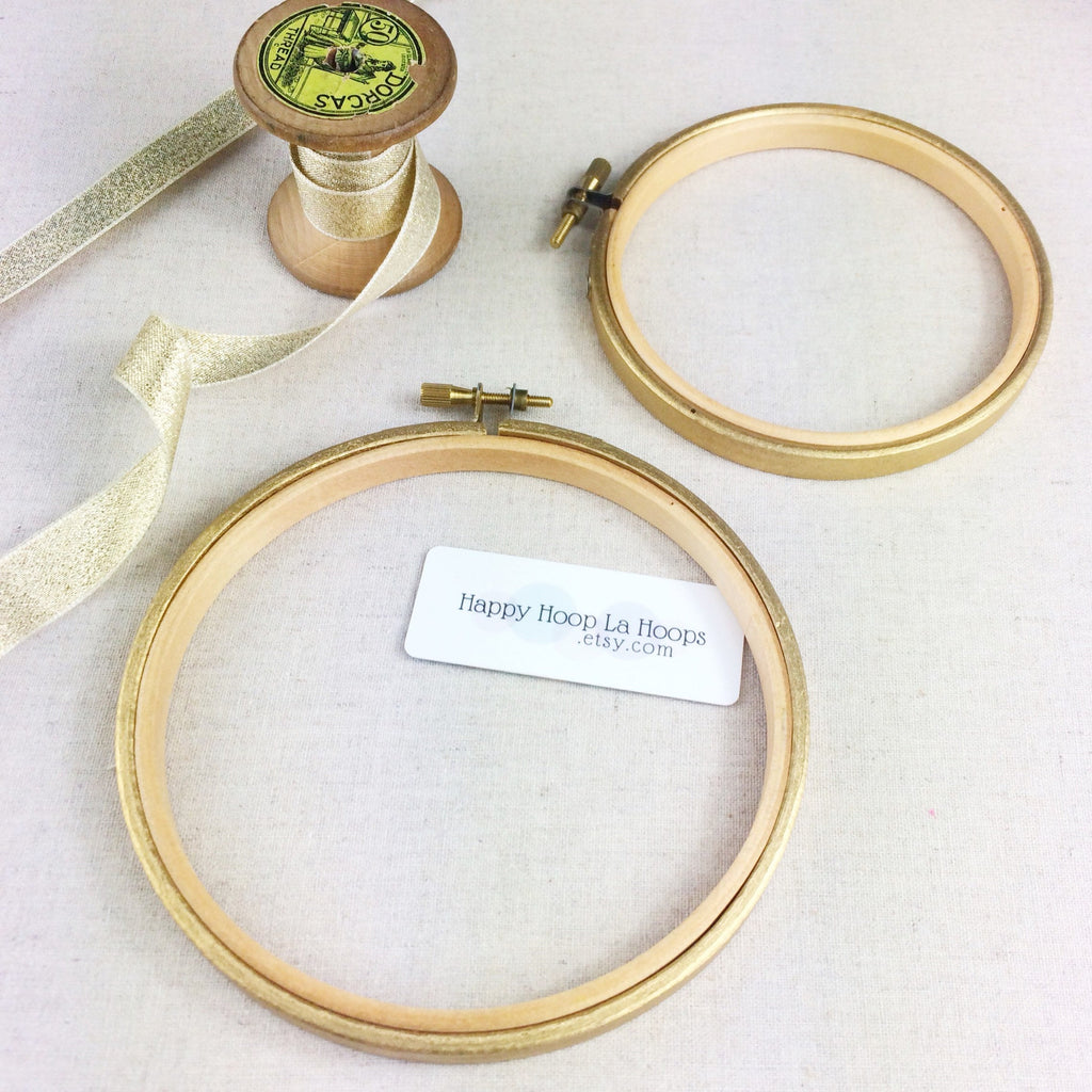 1pc Each Of Gold Embroidery Hoops In 13/16/20/26 Cm