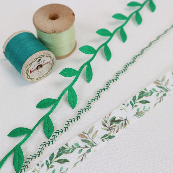 Green Vine Leaf Ribbon Collection - StitchKits Crafts
