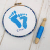 Blue 'Baby Feet' Cross Stitch Hoop Kit - StitchKits Crafts