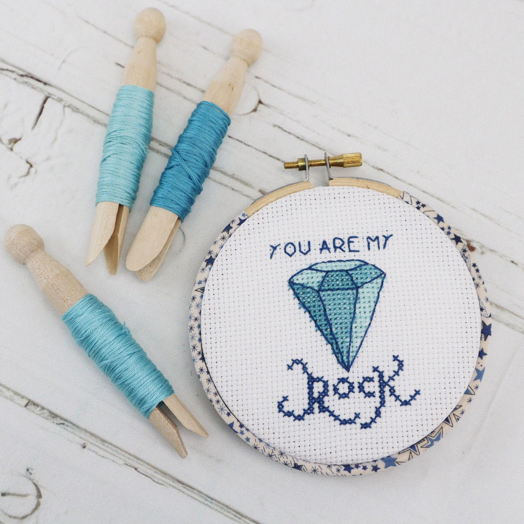 You Are My Rock, Wall Hanging Cross Stitch Kit - StitchKits Crafts
