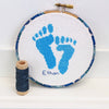 Blue 'Baby Feet' Cross Stitch Hoop Kit - StitchKits Crafts