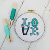 Ocean Blue Love Cross Stitch  Hoop Kit - StitchKits Crafts
