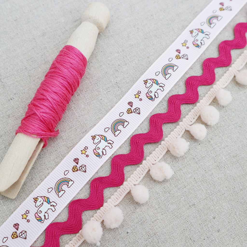 Pink Unicorn Ribbon, Collection - StitchKits Crafts