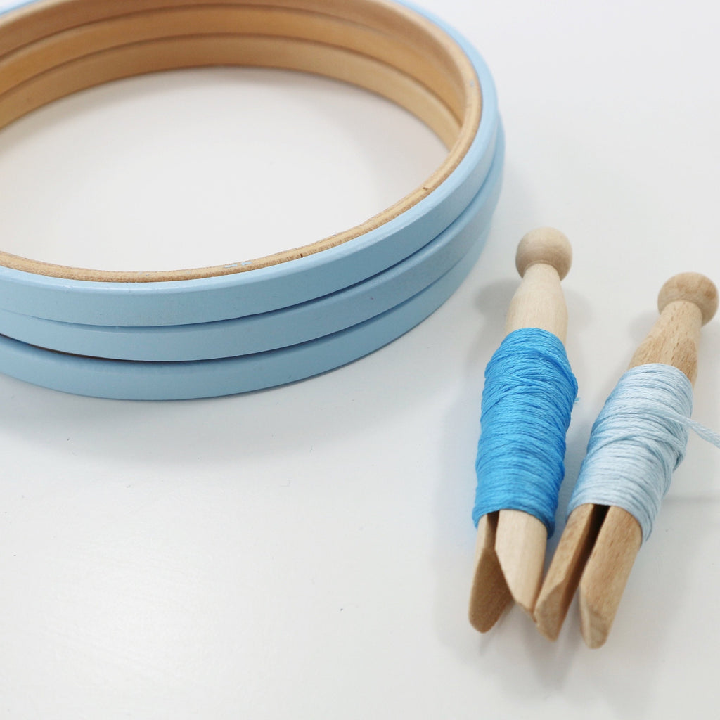 Baby Blue Painted Embroidery hoops - StitchKits Crafts