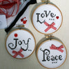 Love Joy & Peace Hoop Ornament, Cross Stitch Kit. - StitchKits Crafts