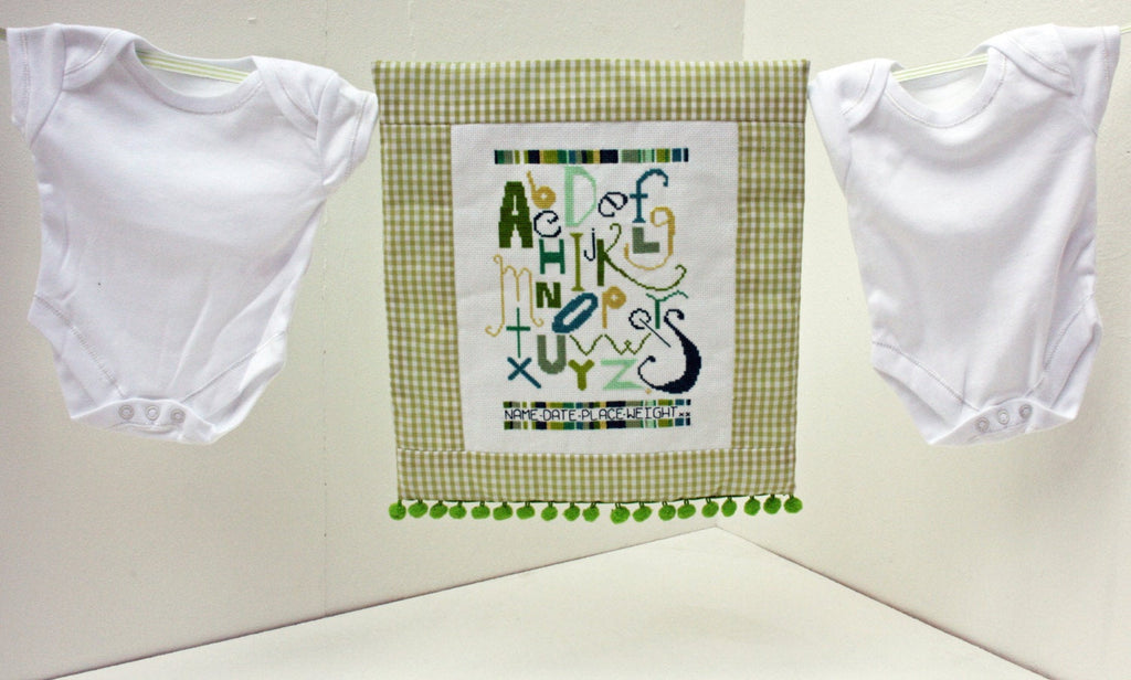 Green Alphabet Sampler Cross Stitch Kit - StitchKits Crafts