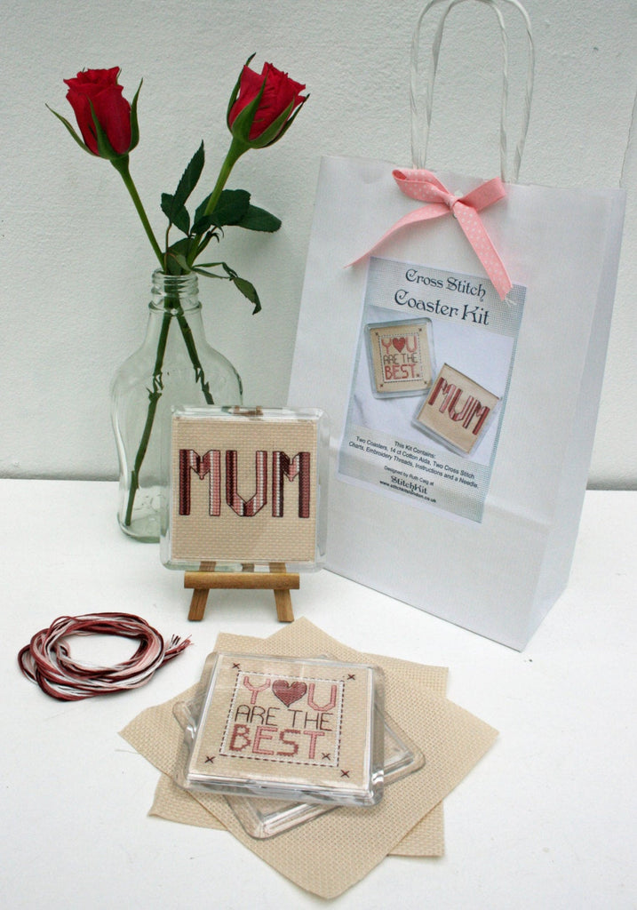 Mum Cross Stitch Coaster Kits - StitchKits Crafts