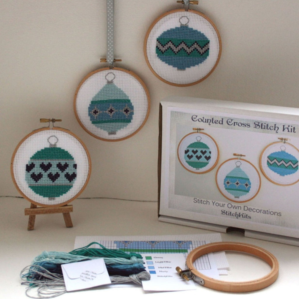 Christmas Baubles Cross Stitch Kit - StitchKits Crafts