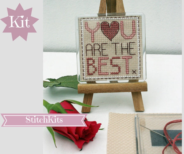 You are the Best, Cross Stitch Fridge Magnet Kit - StitchKits Crafts