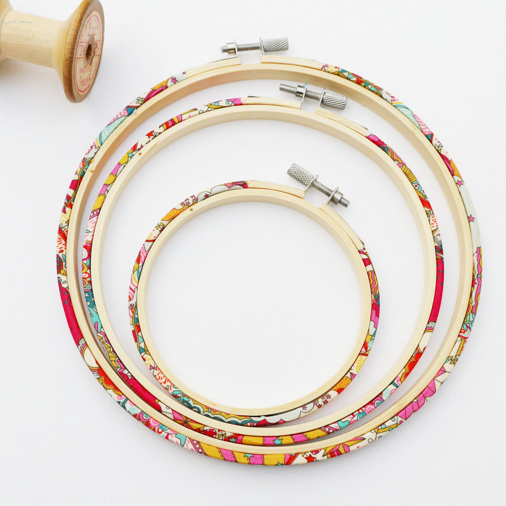 Land of Dreams, Liberty Fabric Covered Embroidery hoops - StitchKits Crafts