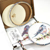 Embroidery hoop cross stitch kit with display embroidery hoop and hoop butt.