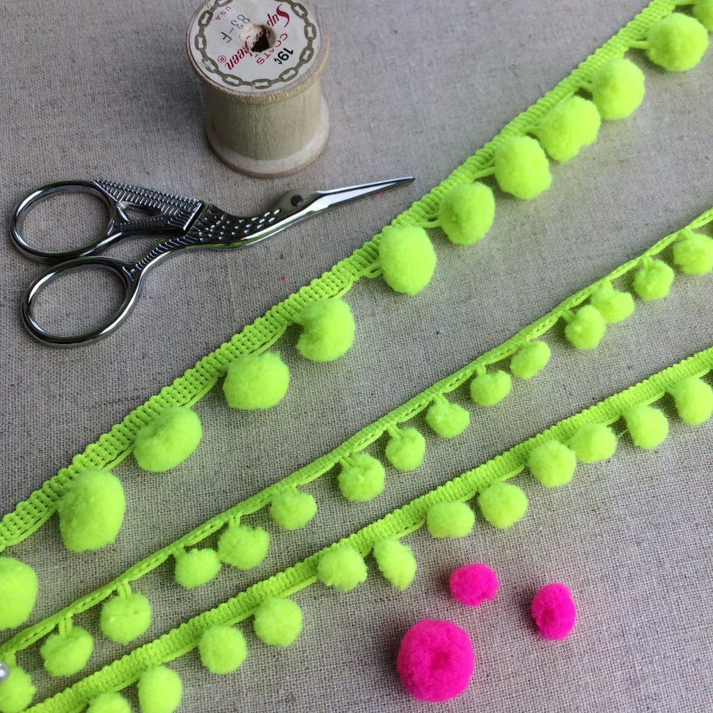 Neon Yellow - Lime Pom Pom Trim - StitchKits Crafts