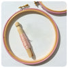 Pink embroidery hoop with pink endroidery thread.