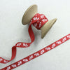 9mm red grosgrain ribbon with leaf print