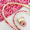 Red 'Mitsi D' Liberty Fabric Tana Lawn covered Embroidery Hoops - StitchKits Crafts