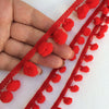 Red Pom Pom Trim with 10mm or 15mm pom pom's - StitchKits Crafts