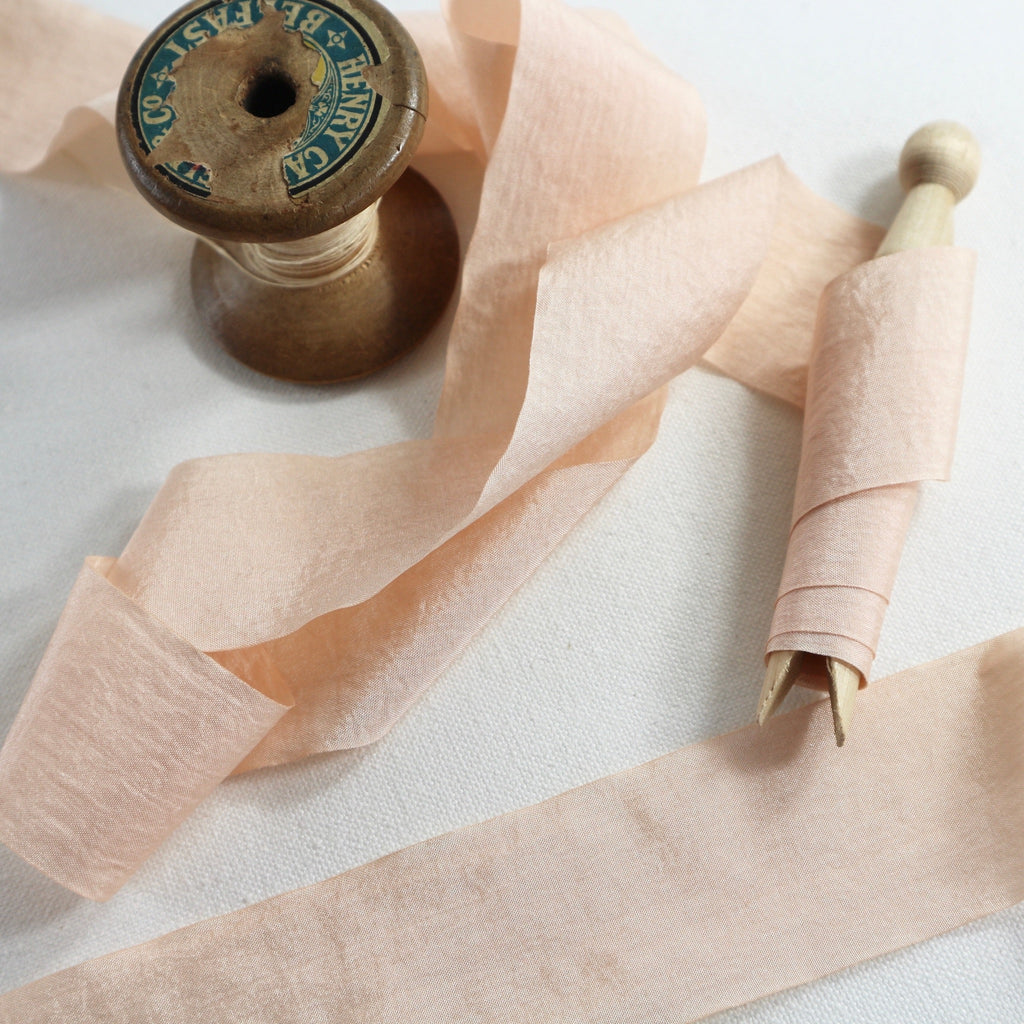 champagne coloured silk ribbon for wedding styling