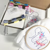 Contents of StitckKits cross stitch kit, inside box