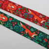 Forest fox ribbon collection, one red, one green