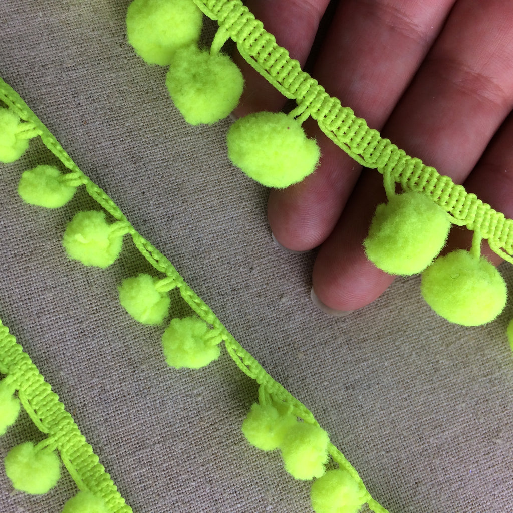 Neon Yellow - Lime Pom Pom Trim - StitchKits Crafts